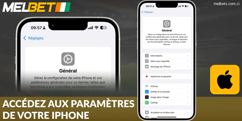 Ouvrez les paramètres généraux sur Melbet CI