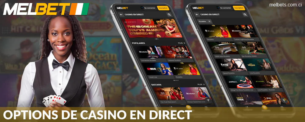 Jouer au casino en direct dans l'application Melbet CI