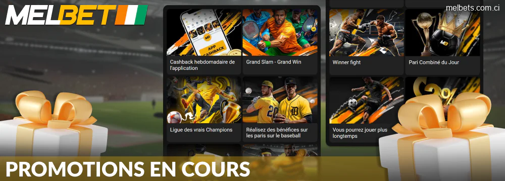 Bonus actuels sur Melbet Côte d'Ivoire