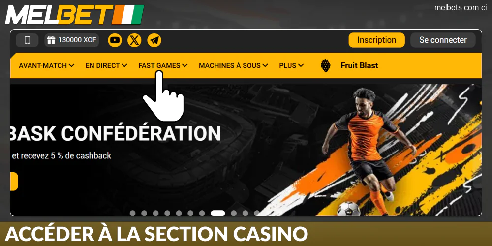 Rendez-vous dans la section casino de Melbet CI