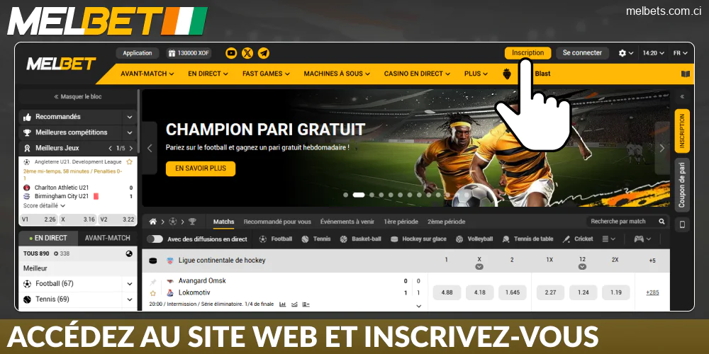 Inscrivez-vous sur le site Melbet Côte d’Ivoire