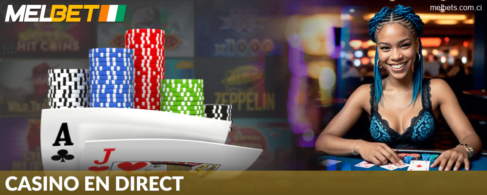 Casino avec croupier en direct pour les joueurs ivoiriens sur Melbet