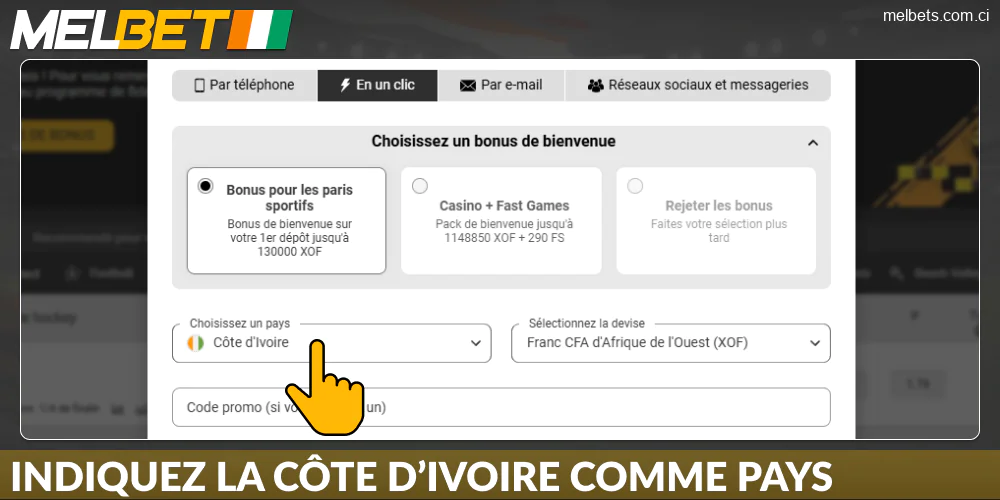 Sélectionnez votre pays sur Melbet Côte d'Ivoire