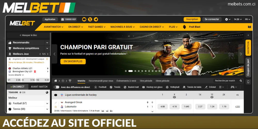 Visitez le site Melbet Côte d'Ivoire